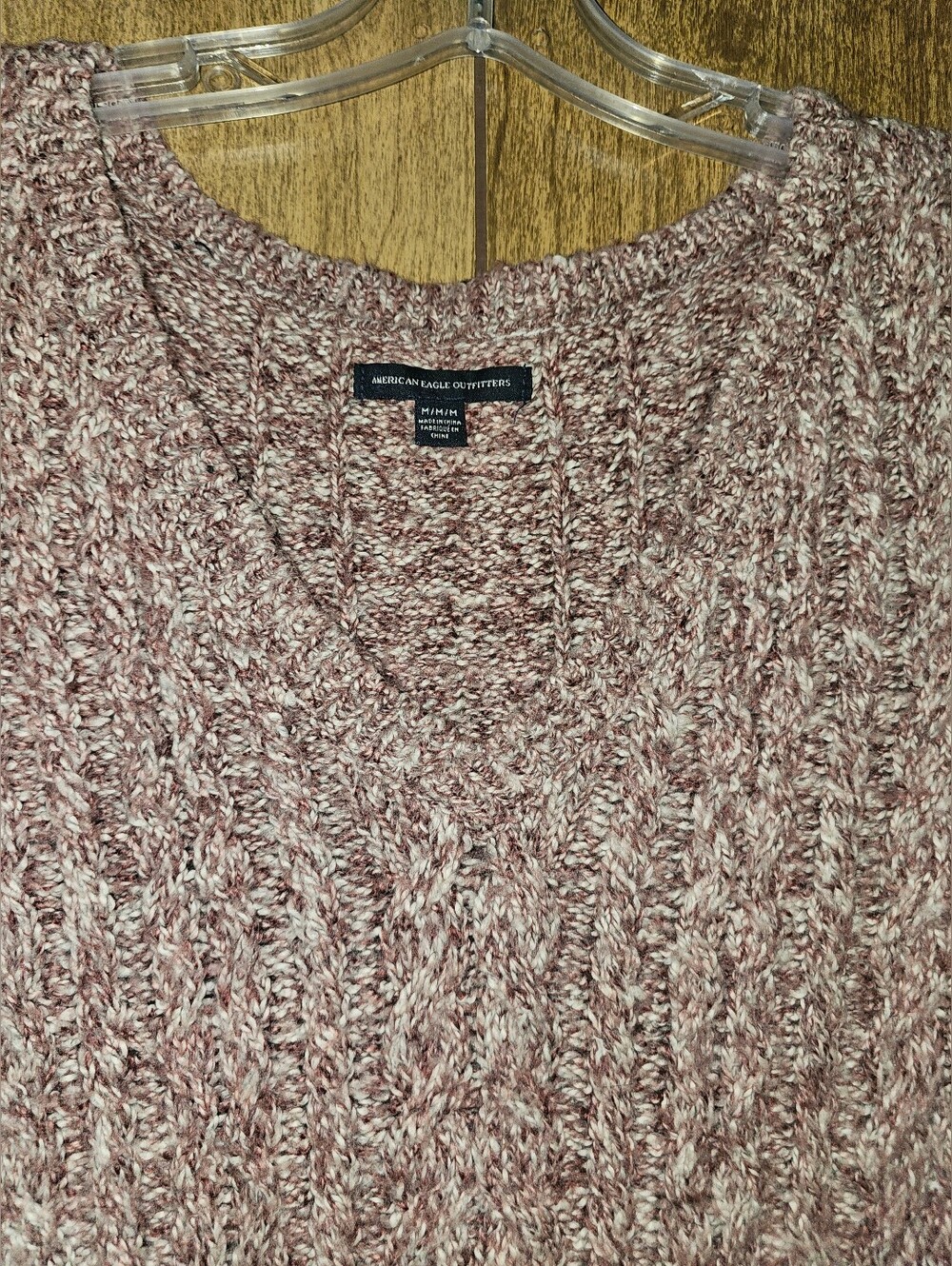 American Eagle Outfitters Marled Dusty Rose Cable V-Neck Sweater Dress